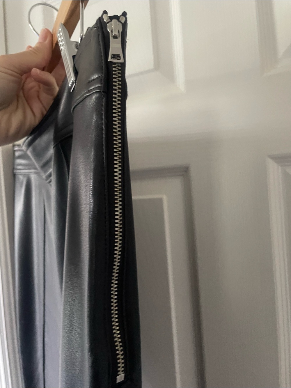 Black Faux Leather Flare Pants - Women size 14 Loft - Picture 2 of 4